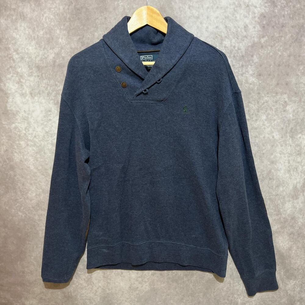 VINTAGE 90s Polo Ralph Lauren Grandpa Smoking Sweater Elbow Patches size M